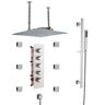 Mondawe Multiple 2.5 GPM 15-Spray Patterns 16 in. Ceilling Mount Rainfall Dual Shower Heads with 6-Jet, Valve in Brushed Nickel