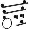 6-Piece Wall Mount Stainless Steel Bathroom Towel Rack Set in Matte Black