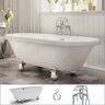 PELHAM & WHITE W-I-D-E Series Dalton 60 in. Acrylic Clawfoot Bathtub in White, Cannonball Feet, Floor-Mount Faucet in Polished Chrome