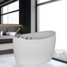 Empava Japanese Style 48 in. Acrylic Flatbottom Air Bath Freestanding Bathtub Deep Soaking Tub in White