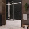 Luna 58 in. - 60 in. W x 60-1/2 in. H Frameless Bypassing Sliding Tub Door in Brushed Nickel