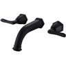 FLG Double Handle Wall Mount Roman Tub Faucet 3 Holes 4 GPM Modern Brass Bath Tub Filler in Matte Black