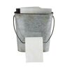 Storied Home Wall Mounted Tin Bucket Magazine and Toilet Paper Holder in Antique Zinc