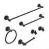 tunuo 6-Piece Bath Hardware Set with Towel Bar, Towel Ring，Towel Hook and Toilet Paper Holder in Matte Black