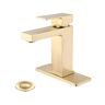 Miscool Berlin Single Handle Single Hole Bathroom Faucet with Deckplate Included and Spot Resistant in Brushed Gold