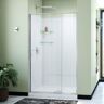 DreamLine 36 in. D x 48 in. W x 78 3/4 in. H Pivot Semi-Frameless Shower Door Base and White Wall Kit in Brushed Nickel