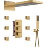 Mondawe Anniston Multiple 8-Spray Patterns Dual 22 in. Wall Mount Rain Shower Heads 2.5 GPM with 6-Jet, Valve in Champagne Gold