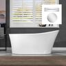 WOODBRIDGE Union 59 in. Acrylic FlatBottom Single Slipper Bathtub with Polished Chrome Overflow and Drain Included in White