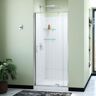 DreamLine Flex 36 in. D x 36 in. W x 78 3/4 in. H Pivot Shower Door Base and White Wall Kit in Brushed Nickel
