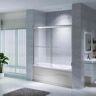 CKB Berlin 59 in. W x 56 in. H Double Sliding Semi-Frameless Tub Doors in Chrome with Clear Glass