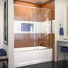 DreamLine Flex 56 in. - 60 in. W x 58 in. H Pivot Semi-Frameless Tub Door in Brushed Nickel