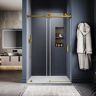 UNIKOO UKS05 46 to 49 in. W x 76 in. H Sliding Frameless Shower Door in Satin Brass, EnduroShield 3/8 in. SGCC Clear Glass