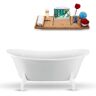 Streamline 59 in. Acrylic Clawfoot Non-Whirlpool Bathtub in Glossy White With Polished Gold Drain And Glossy White Clawfeet