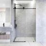 VIGO Elan Hart 56 to 60 in. W x 76 in. H Sliding Frameless Shower Door in Matte Black with 3/8 in. (10mm) Clear Glass