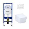 Geberit 2-Piece 1.28/0.8 GPF Dual Flush Square Toto Toilet in White Concealed Tank 2x4 Construction Flush Plate, Seat Included