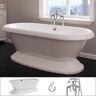 PELHAM & WHITE W-I-D-E Series Mendham 60 in. Acrylic Freestanding Pedestal Bathtub in White, Floor-Mount Faucet in Polished Chrome