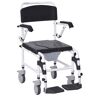 Aoibox Accessibility Commode Wheelchair,Rolling Shower Wheelchair with 4 Castor Wheels,Detachable Bucket, & Waterproof in Black