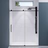 ANZZI Leon 60 in. W x 76 in. H Sliding Frameless Shower Door/Enclosure in Matte Black with Tsunami Guard Clear Glass