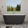 MYCASS Innovative 59 in. L x 29 in. W Acrylic Flatbottom Soaking Non-Whirlpool Bathtub Freestanding with Center Drain in Gray