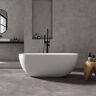 MEDUNJESS Ariana 59 in. x 29.5 in. Stone Resin Solid Surface Flatbottom Freestanding Soaking Bathtub in White