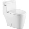 Sarlai 12 in. Rough-in 1-Piece 1.28/1.1 GPF Single Flush Elongated Toilet in Glossy White Soft-Close Seat Included