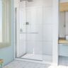 DreamLine Aqua-Q Swing 39-1/2 in. W x 72 in. H Pivot Frameless Shower Door in Brushed Nickel with Clear Glass