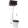 RENOVATORS SUPPLY MANUFACTURING Hardwick High Tank 2-Piece 1.6 GPF Elongated Bowl Toilet in White Single Flush Dark Oak Tank and Pipe Seat not Included