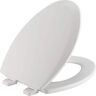 BEMIS Adjustable Elongated Enameled Wood Closed Front Toilet Seat in White Never Loosens