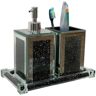 Amazing Rugs Ambrose Exquisite 3-Piece Square Black Soap Dispenser and Toothbrush Holder with Tray Bath Accessory Set