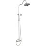 HOMEMYSTIQUE 2-Spray Wall Slid Bar Round Rain Shower Faucet with Hand Shower 2 Cross Handles Mixer Shower System Taps in Nickel