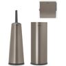 Brabantia Renew 3-Piece Plastic Handle Toilet Brush and Holder, Toilet Roll Holder and Dispenser in Platinum