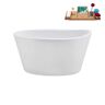 Streamline 51 in. Acrylic Flatbottom Non-Whirlpool Bathtub in Glossy White with Matte Oil Rubbed Bronze Drain and Tray