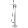 Miscool Tesla Single-Handle Floor Mount Roman Tub Faucet with Hand Shower in Brushed Nickel