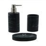 A&E Emblem 3-Piece Bath Accessory Set with Soap Pump Tumbler Soap Dish in Black Marble