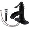 Waterfall Single Hole Single-Handle Low-Arc Bathroom Faucet With Pop-up Drain Assembly in Matte Black