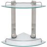 MODONA 9.5 in. W Double Glass Corner Shelf with Pre-Installed Rails in Satin Nickel