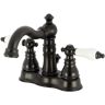 Kingston American Patriot 4 in. Centerset 2-Handle Bathroom Faucet with Pop-Up Drain in Matte Black