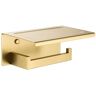 RAINLEX Screw Free Installation Wall Mount Toilet Paper Holders with Shelf in Brushed Gold