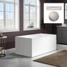 WOODBRIDGE Sarah 59 in. Acrylic Freestanding FlatBottom Rectangle Bathtub with Brushed Nickel Overflow and Drain Included in White