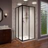 DreamLine Corner view 36 in. x 36 in. Framed Sliding Shower Kit in Satin Black with Shower Base in White Corner Drain