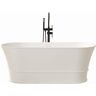 Vanity Art 59 in. x 28 in. Freestanding Oval Soaking Stone Resin Bathtub in Glossy White with Pure White Overflow and Pop Up Drain