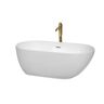 Wyndham Collection Melissa 60 in. Acrylic Flatbottom Bathtub in White with Polished Chrome Trim and Brushed Gold Faucet