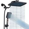 cobbe Rainfull 12 in. 2-in-1 6-Spray Dual Wall Mount Filtered Shower Head Fixed and Handheld Shower Head 1.8 GPM in Black