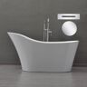 WOODBRIDGE Diaz 59 in. Acrylic FlatBottom Single Slipper Bathtub with Polished Chrome Overflow and Drain Included in White