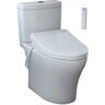 TOTO Aquia IV 2-Piece 0.8/1.28 GPF Dual Flush Elongated ADA Comfort Height Toilet in Cotton White, K300 Washlet Seat Included