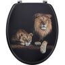 Lion And Lioness Print 18-Inch Elongated Closed Front Toilet Seat Black