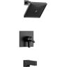 Delta Zura 1-Handle Tub and Shower Faucet Trim Kit with H2Okinetic Spray in Matte Black (Valve Not Included)