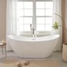 Vanity Art 71 in. Acrylic Flatbottom Freestanding Bathtub in White/Titanium Gold