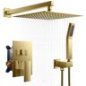 FORIOUS 10 in. 2-Jet High Pressure Shower System with Handheld in Gold (Valve Included)