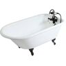 Aqua Eden Petite 54 in. Cast Iron Oil Rubbed Bronze Roll Top Clawfoot Bathtub with 3-3/8 in. Centers in White